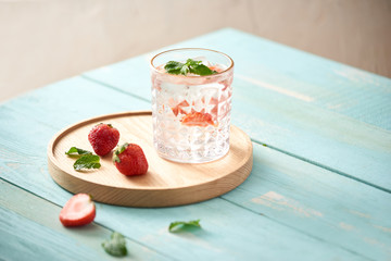 Strawberry mojito cocktail isolated on white