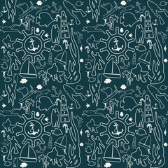 Travel and vacation vintage seamless pattern. Seamless background