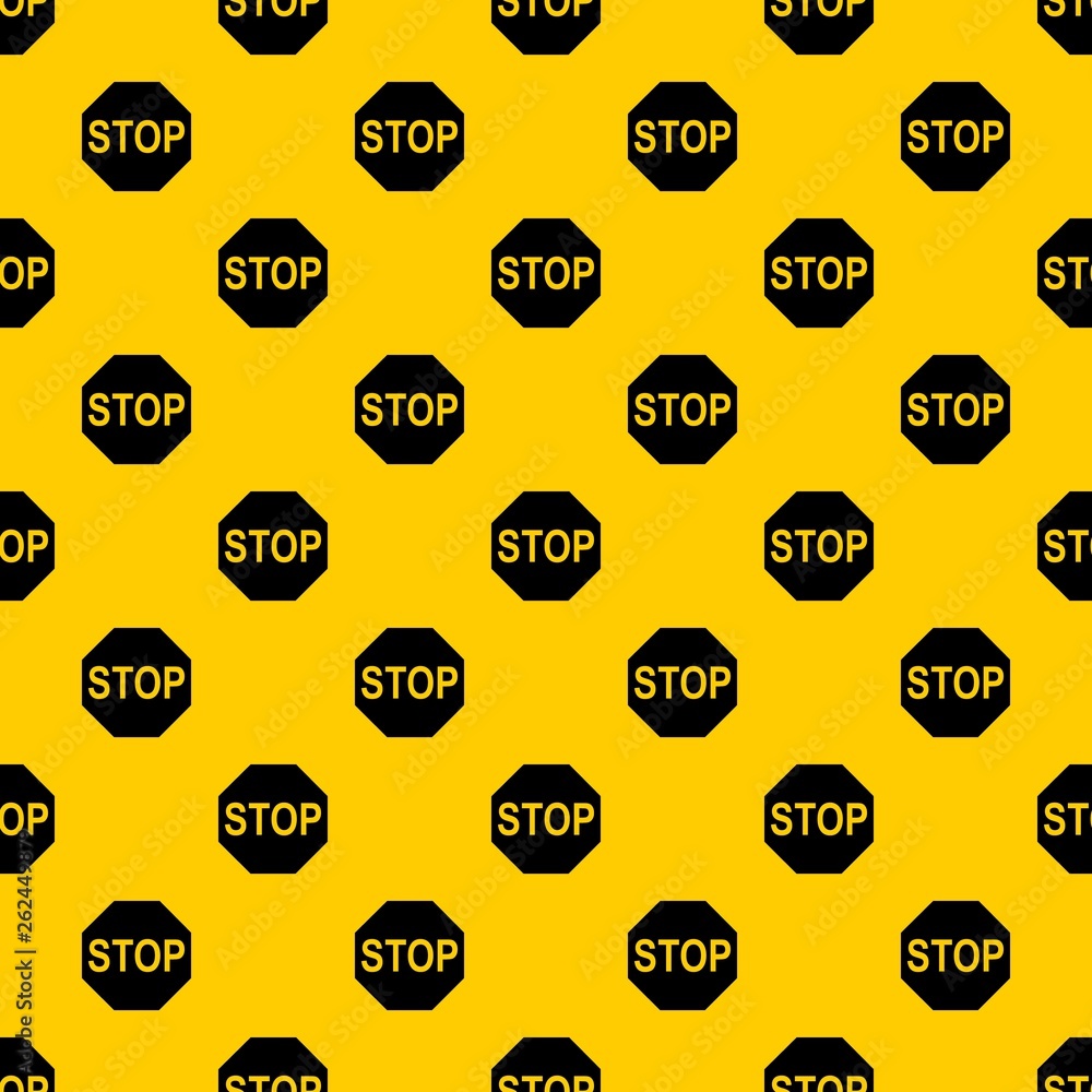 Poster stop sign pattern seamless vector repeat geometric yellow for any design