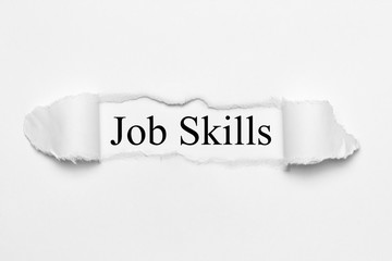 Fototapeta premium Job Skills on white torn paper