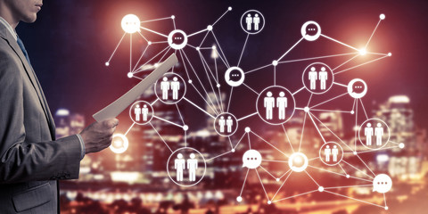 Concept of modern business networking that connect and cooperate people