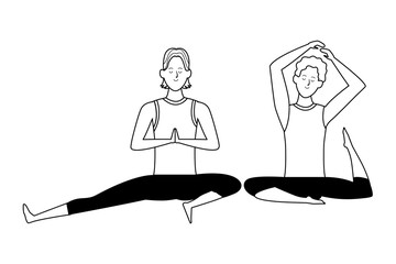 men yoga poses black and white