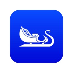Christmas sleigh of santa claus icon digital blue for any design isolated on white vector illustration