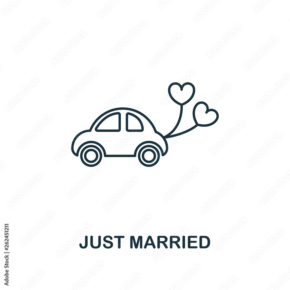 Poster just married outline icon. premium style design from honeymoon icons collection. simple element just