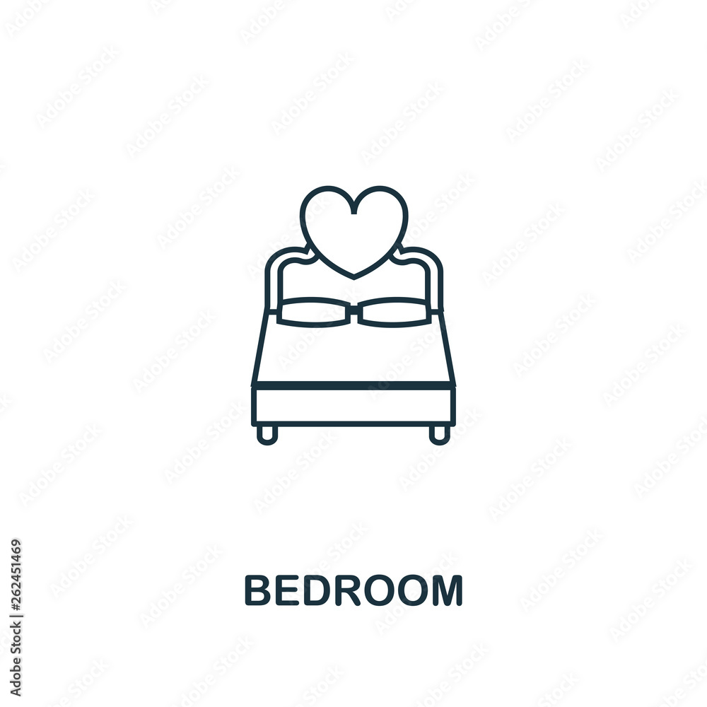 Poster badroom outline icon. premium style design from honeymoon icons collection. simple element badroom i
