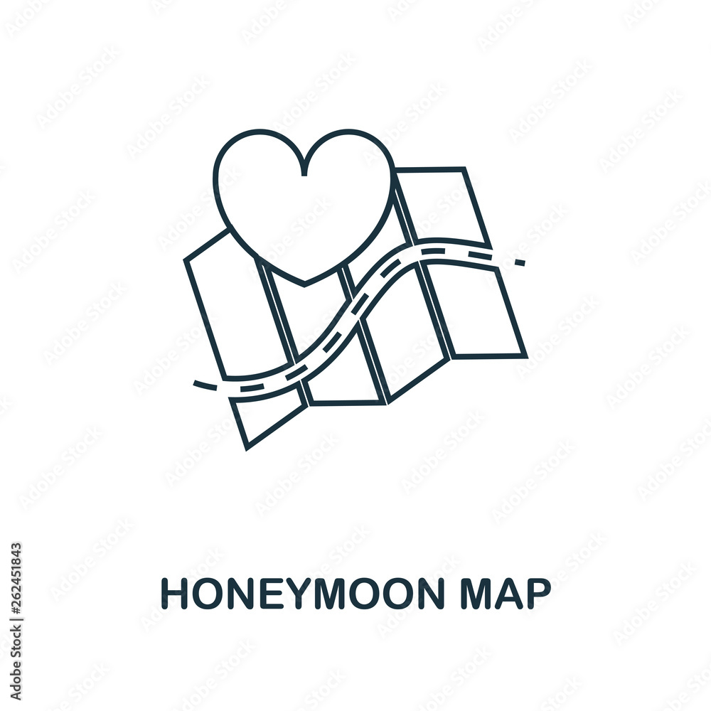 Poster honeymoon map outline icon. premium style design from honeymoon icons collection. simple element hon
