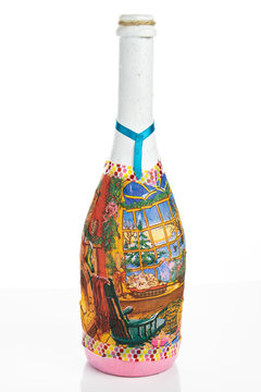 Holiday bottle on a white background.