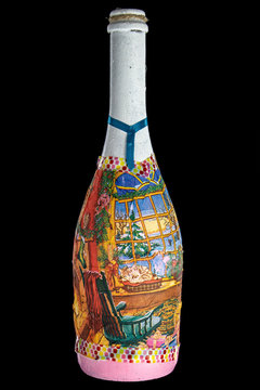 Holiday bottle on a black background.
