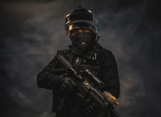 Naklejka premium special forces soldier police, swat team member 