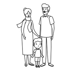 cute grand parents couple with grandson