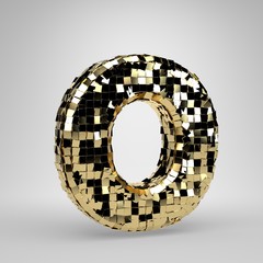 Disco ball uppercase letter O isolated on white background. 3D rendered alphabet.