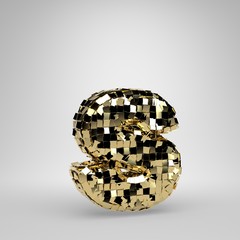 Disco ball lowercase letter S isolated on white background. 3D rendered alphabet.