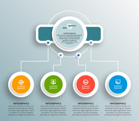 Abstract 3D Paper Infographics. Business template .Vector illustration