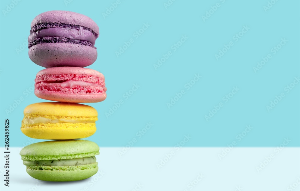 Wall mural colorful macaroons collection set of isolation on a white background