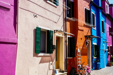 Multi coloured houses in Burano, Venice lagoon, Italy