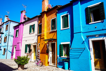 Multi coloured houses in Burano, Venice lagoon, Italy