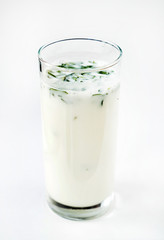 A glass of Ayran (Airan). Yogurt drinks are popular beyond the Middle East region