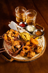 beer plate on the wooden background