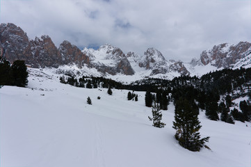 Naklejka premium Winter in the Dolomites, Northern Italy