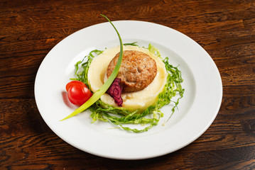 mashed potato and cutlet