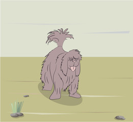 vector illustration dog standing, color, vector