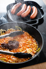 chef making english breakfast