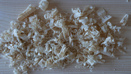 wood chips close up. environmentally friendly materials - wood in the house