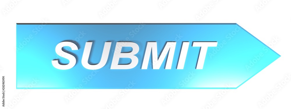 Poster submit on blue arrow - 3d rendering