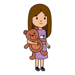 little girl with bear teddy character