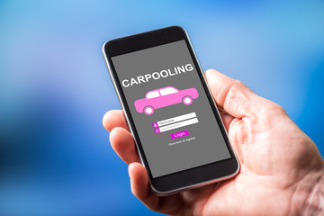 Carpooling concept on a smartphone