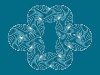 Infinity symbol of interlaced circles. Impossible shape with stroked lines on color background.