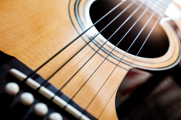 close up of an acoustic guitar