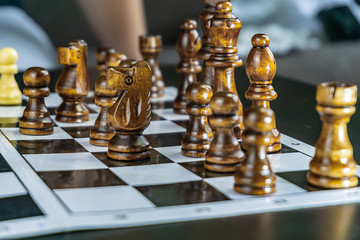white and black chess on the Board