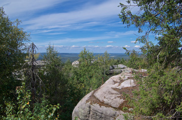 Landscape geomorphological natural monument "Stone city". Perm region. Russia