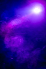 purple blue color smoke texture , spotlight projector light beam in room for making cinema film and video . entertainment and multimedia abstract background .
