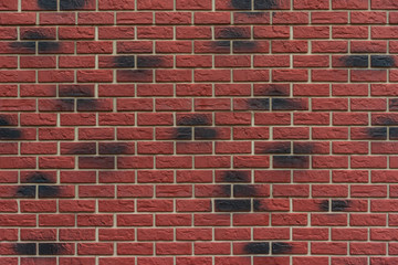 Brown brick wall background-vector.Brick wall red, red with black brick.Background.Gasket.Black.Dark red.Brick.Plastic.