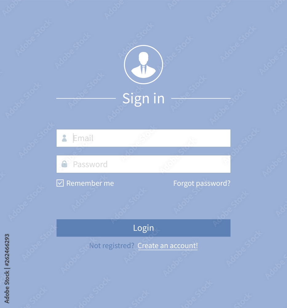 Poster login form ui design template, registration form for website