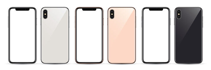 silver, gold and black smartphone of the new generation in high detail.