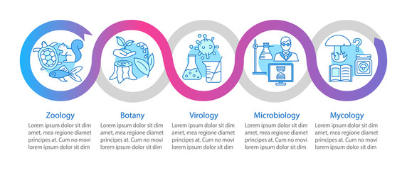 Biology divisions vector infographic template