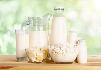 Glass of milk and Dairy products on