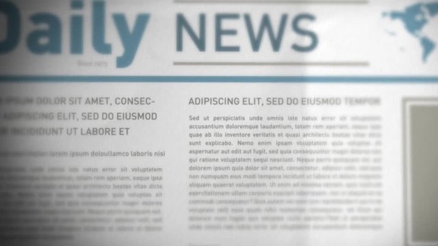 Scrolling 3d Newspaper Background/ 4k animation of an offset scrolling newspaper background with titles and fake texts and headings