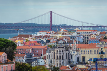 Fototapeta na wymiar Bridge of 25th April in Lisbon, capital city of Portugal