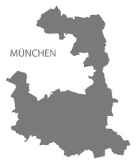 Naklejka premium Muenchen grey county map of Bavaria Germany