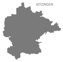 Kitzingen grey county map of Bavaria Germany