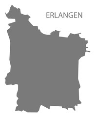 Erlangen grey county map of Bavaria Germany