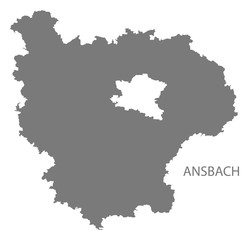 Ansbach grey county map of Bavaria Germany