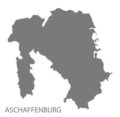 Aschaffenburg grey county map of Bavaria Germany