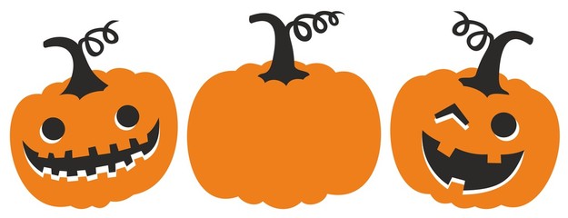 Pumpkin with smile. Black and orange Halloween illustration.