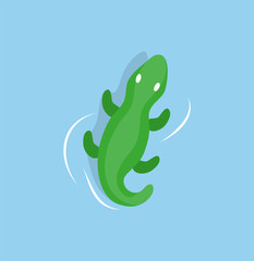 Inflatable crocodile in sea waters isolated cartoon toy. Vector green reptile nautical safety aid. Rubber animal lifebuoy or lifesaver, swimming equipment