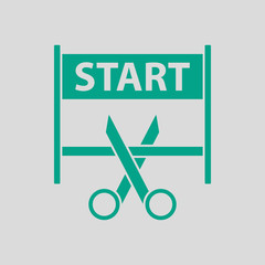 Scissors Cutting Tape Between Start Gate Icon